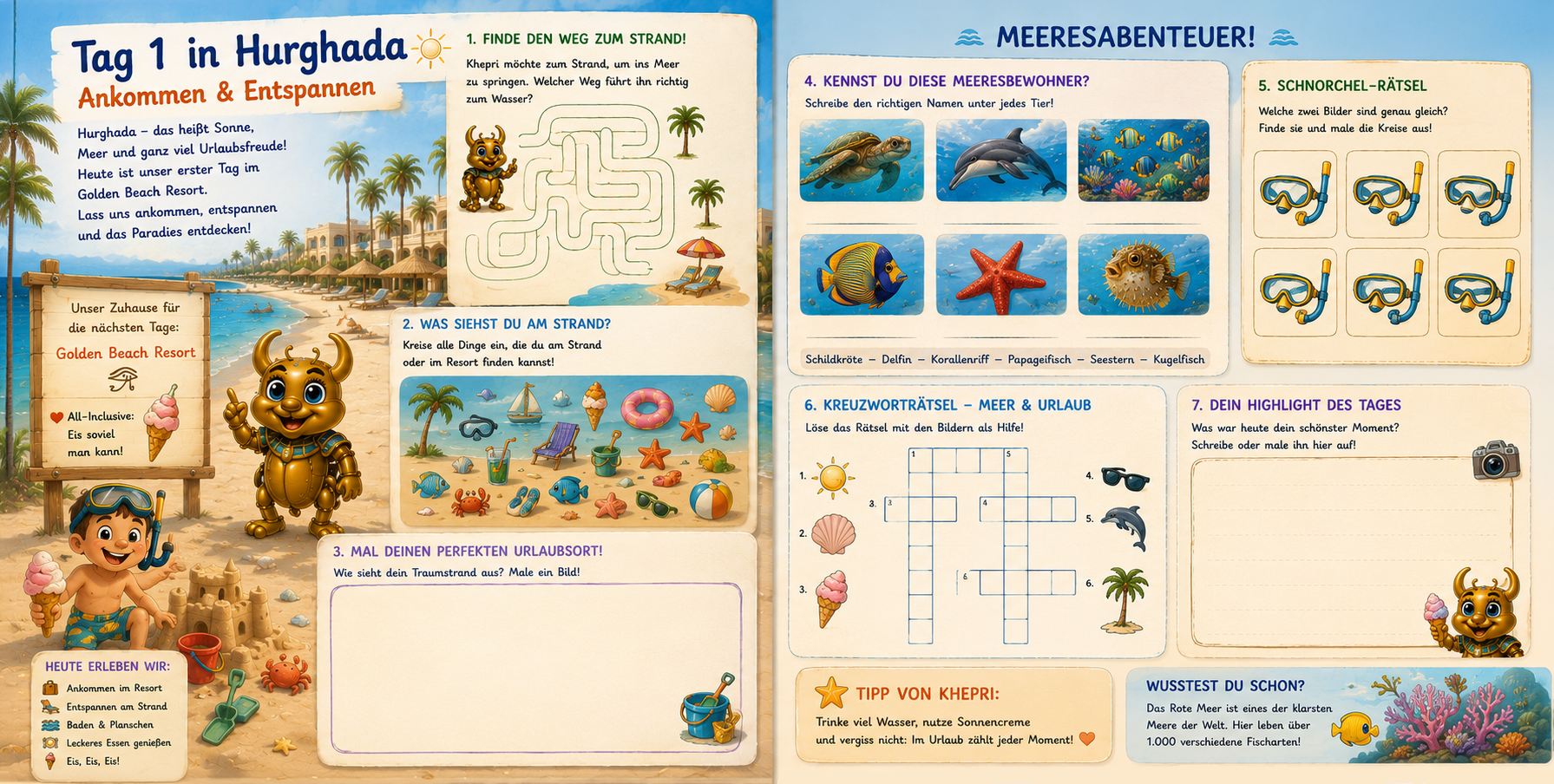 Buch-Doppelseite 14: Tag 1 in Hurghada