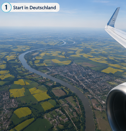 Blick kurz nach dem Start über Deutschland