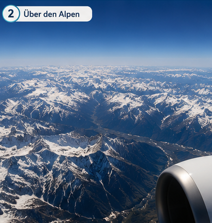 Blick über die Alpen aus dem Flugzeug