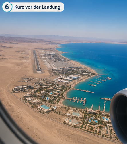 Landebahn von Hurghada zwischen Meer und Wüste